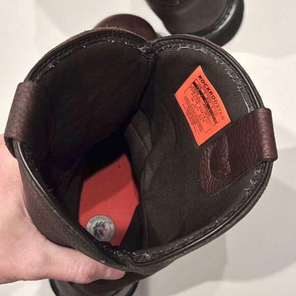 ROCKROOSTER Brown Leather 12” Steel Toe Work Boots Waterproof AP860 Men Size 12 - Picture 10 of 16